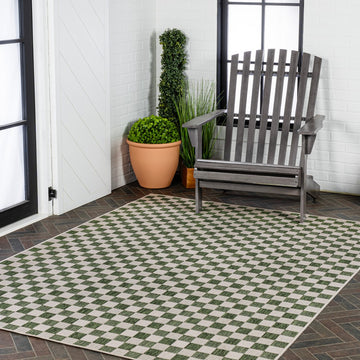 Aimee Traditional Cottage Checkerboard Indoor/Outdoor Area Rug